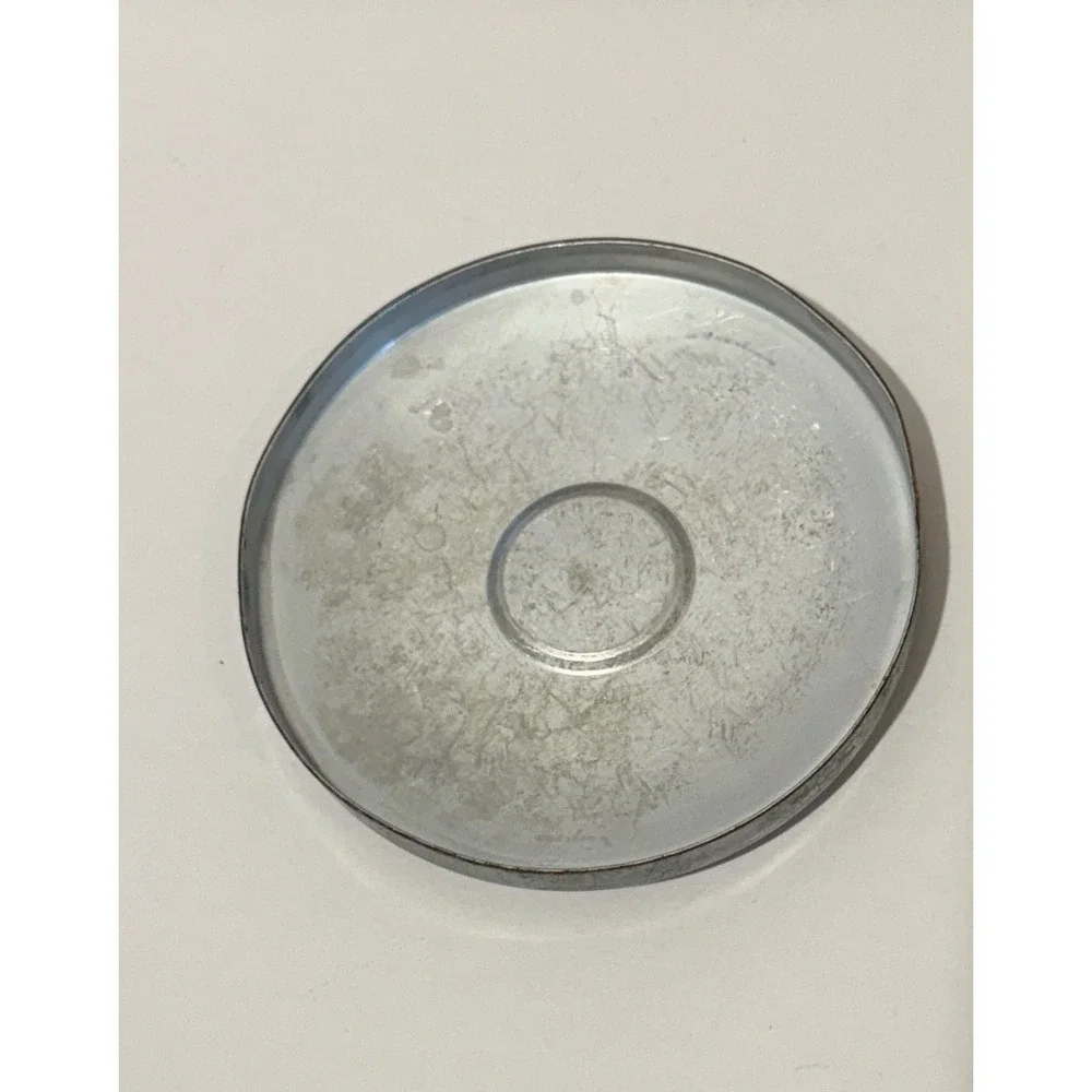 Vintage Art Deco Powder Jar Frosted Glass Metal Lid Skyscraper Vanity Trinket